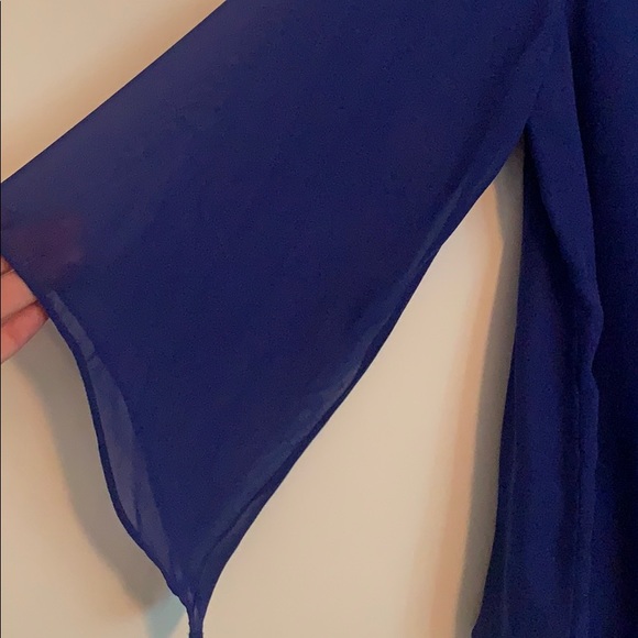Royal Blue blouse with sheer overlay - Picture 6 of 6